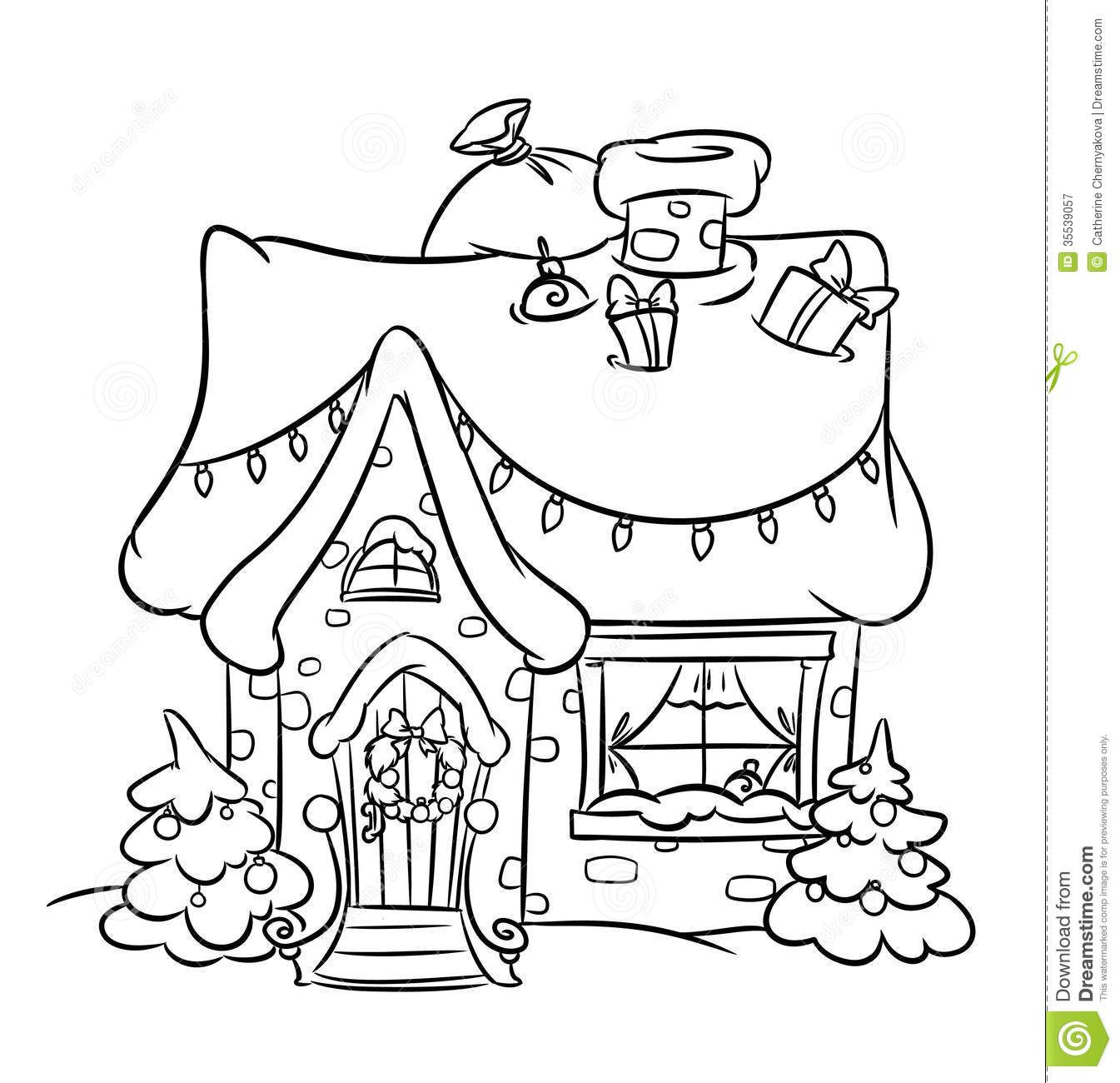 Cozy christmas snow house coloring pages