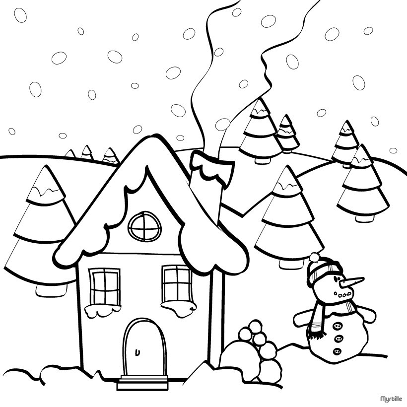 Christmas house coloring pages