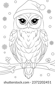 Coloring page snowy owl perched on stock vector royalty free