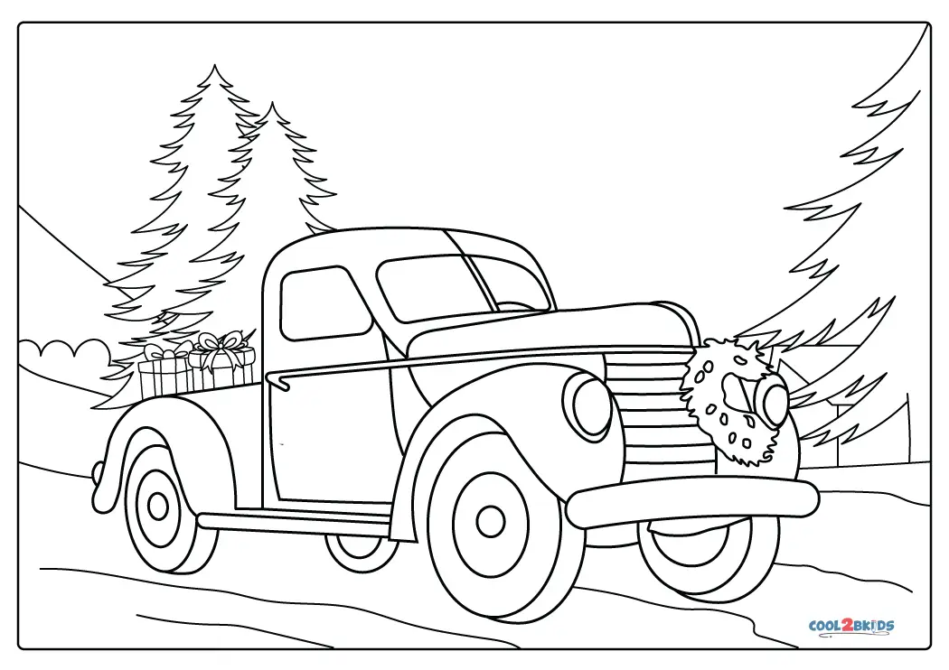 Free printable christmas truck coloring pages for kids