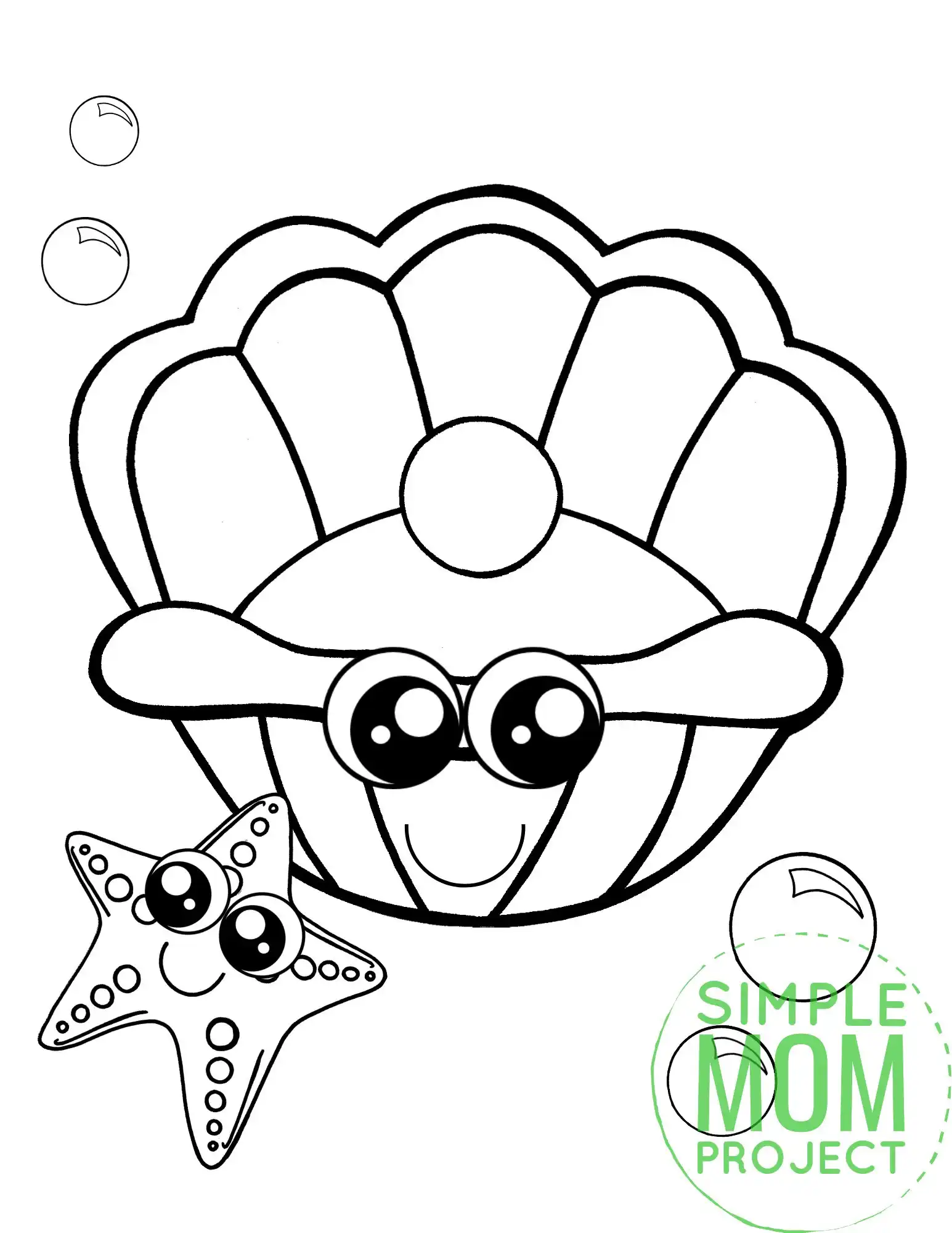 Free printable clam shell coloring page â simple mom project