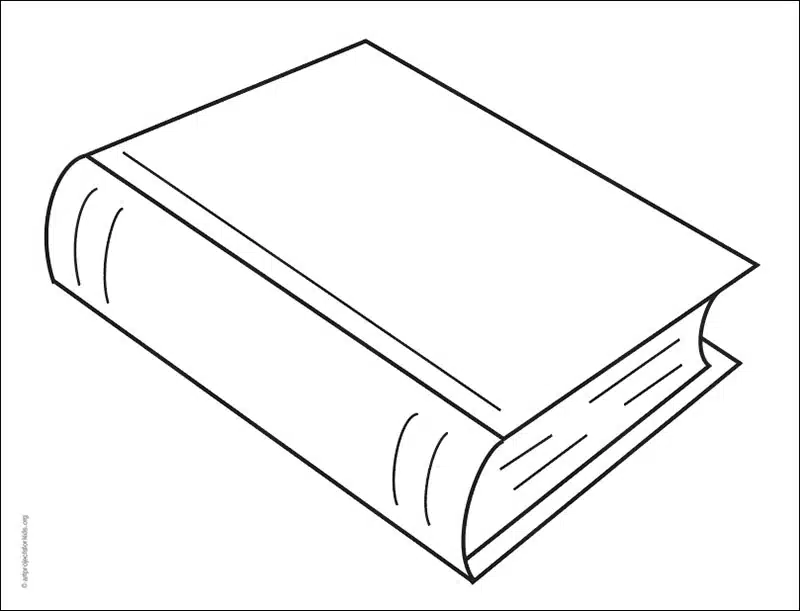 Easy how to draw a book tutorial and book coloring page