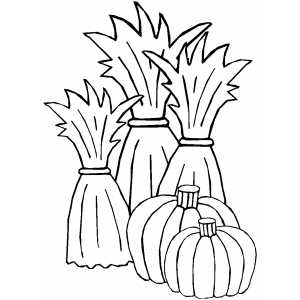 Cornstalks and pumpkins coloring page