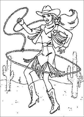 Cowgirl barbie coloring page free printable coloring pages