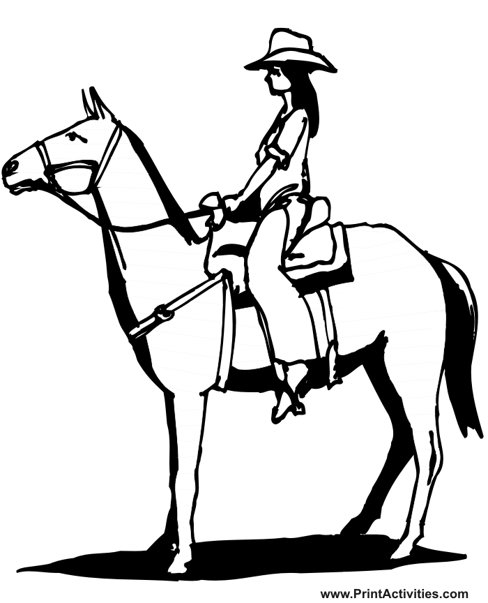 Cowgirl coloring page horse coloring page