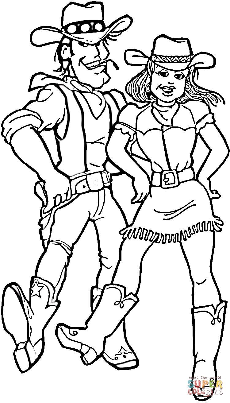 Cowboy and cowgirl coloring page supercoloring coloring pages coloring pages for boys mothers day coloring pages