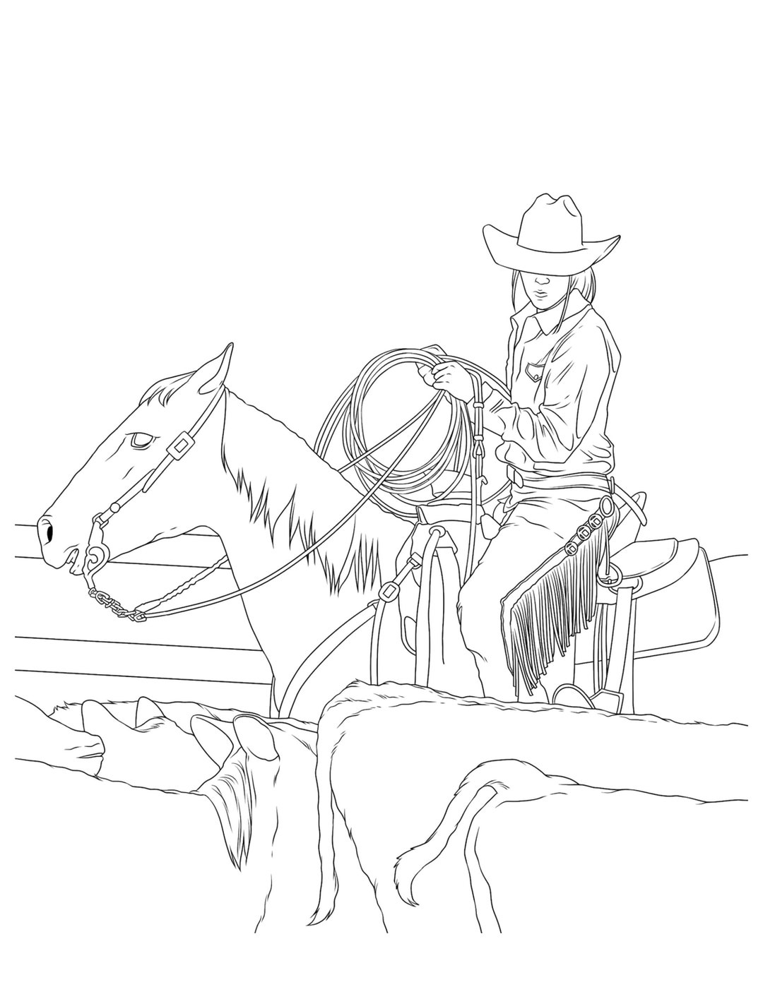 Cowgirls horses coloring for adults printable coloring pages instant download pdf