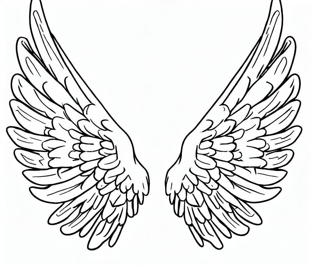 Cross with angel wings coloring page