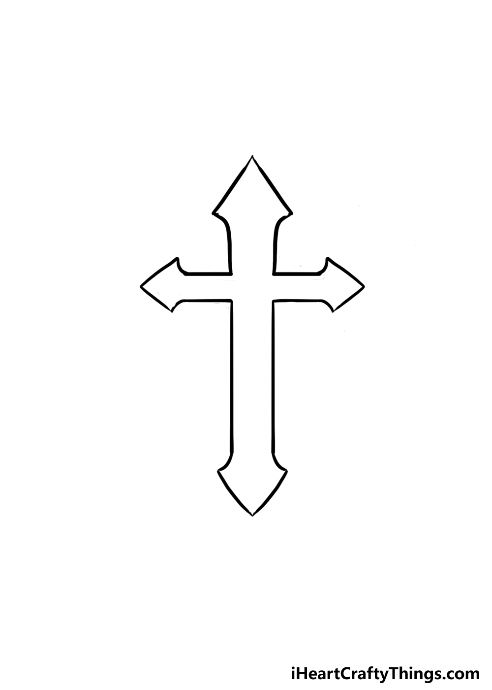 How to draw a cross with wings step by step