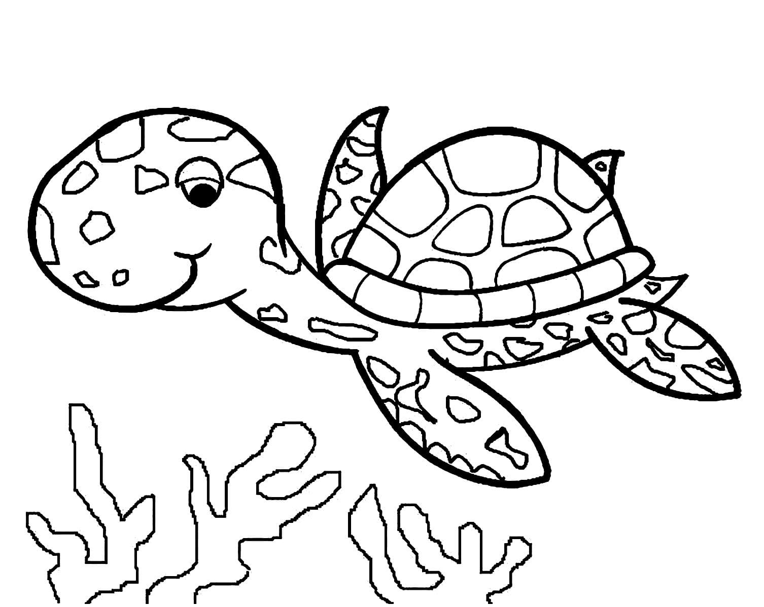 A cute sea turtle coloring page