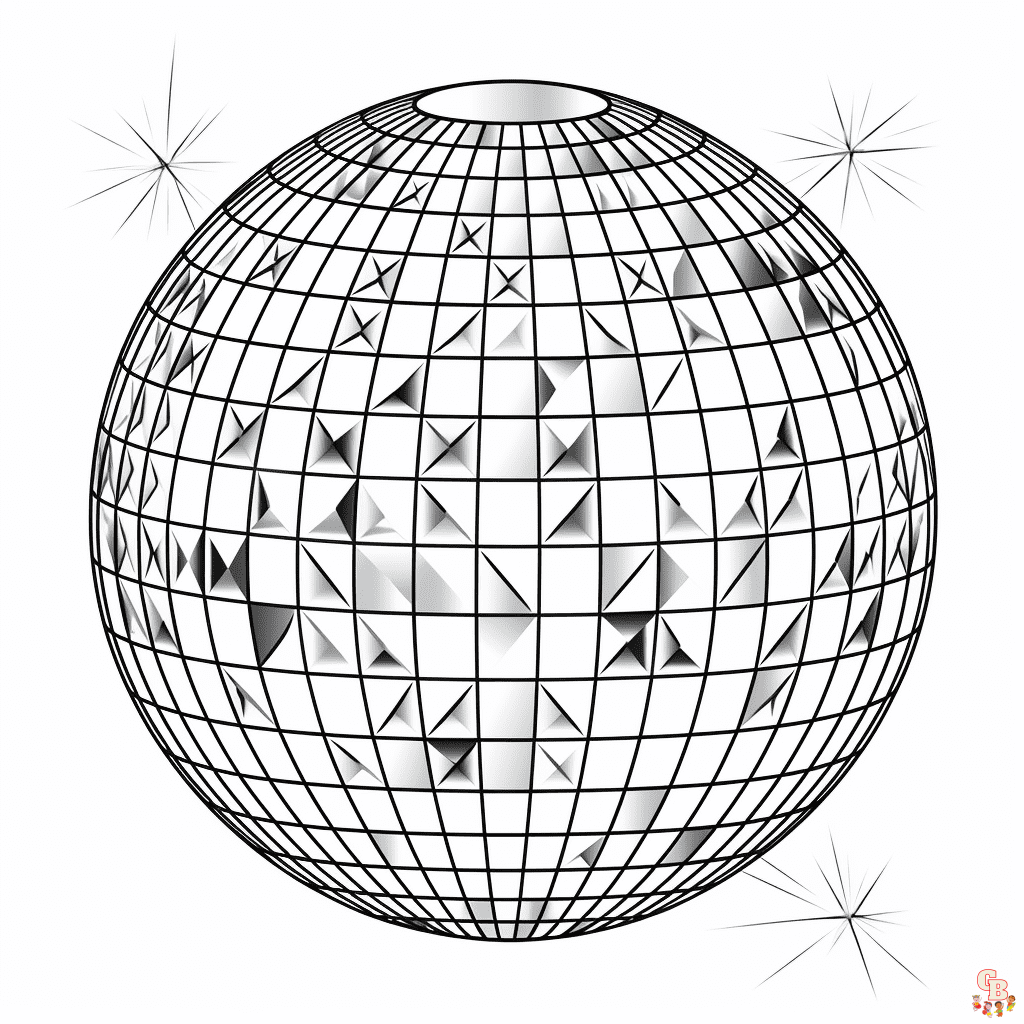 Printabe disco ball coloring pages free for kids and adults