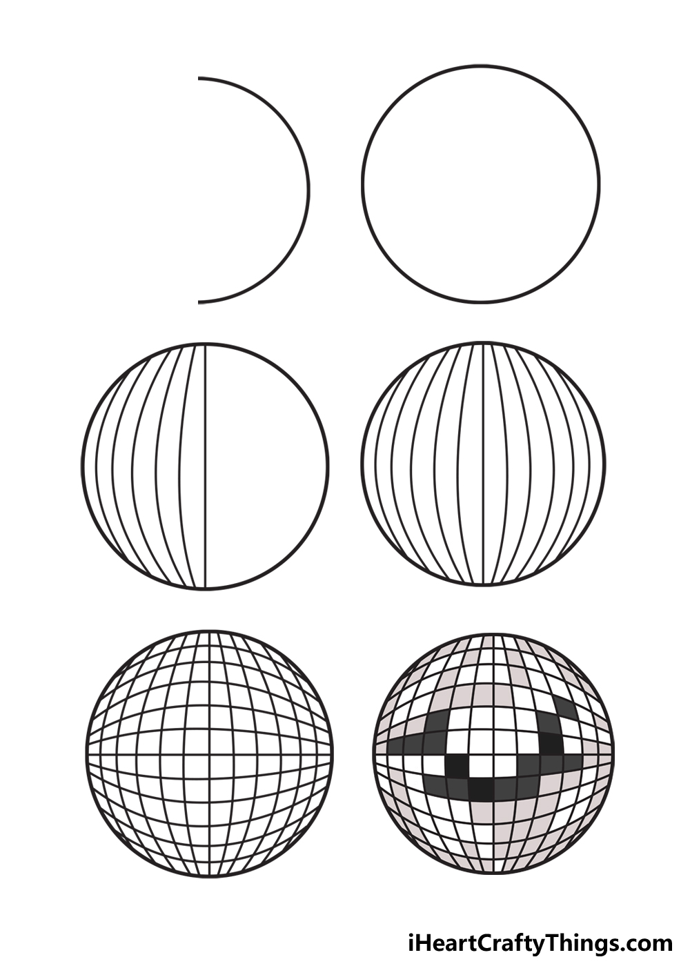 How to draw a disco ball step by step