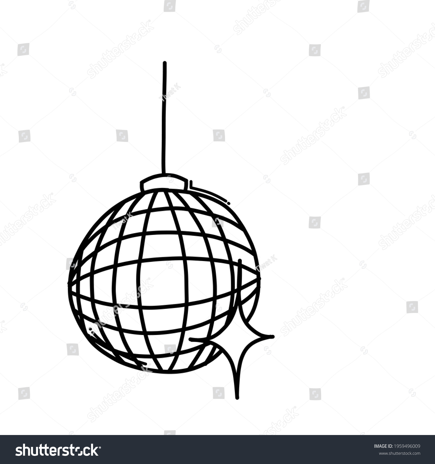 Disco ball doodle vector icon drawing stock vector royalty free