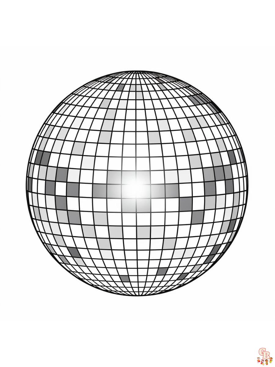 Printabe disco ball coloring pages free for kids and adults