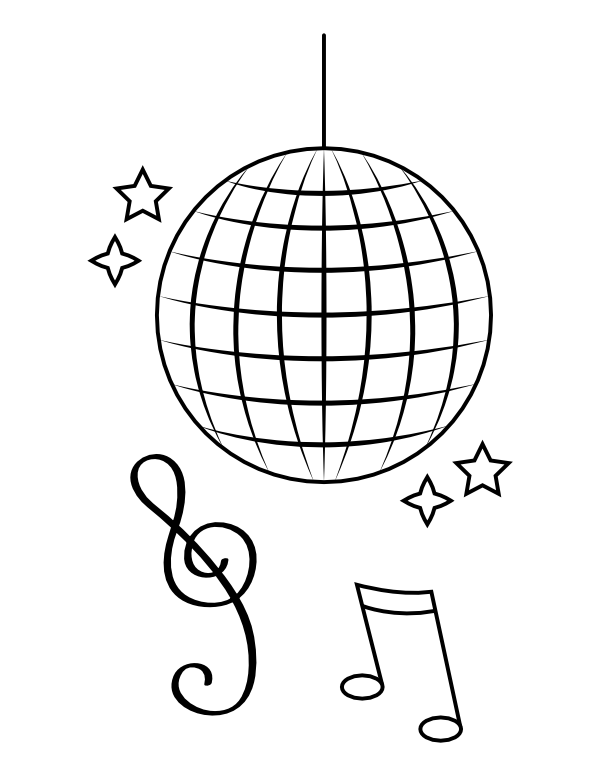 Printable disco ball coloring page