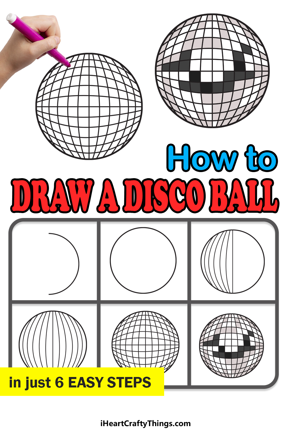 How to draw a disco ball step by step