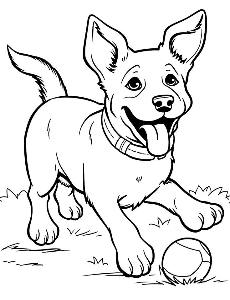 Free dog coloring pages for kids printables in dog coloring page dog drawing simple animal sketches easy