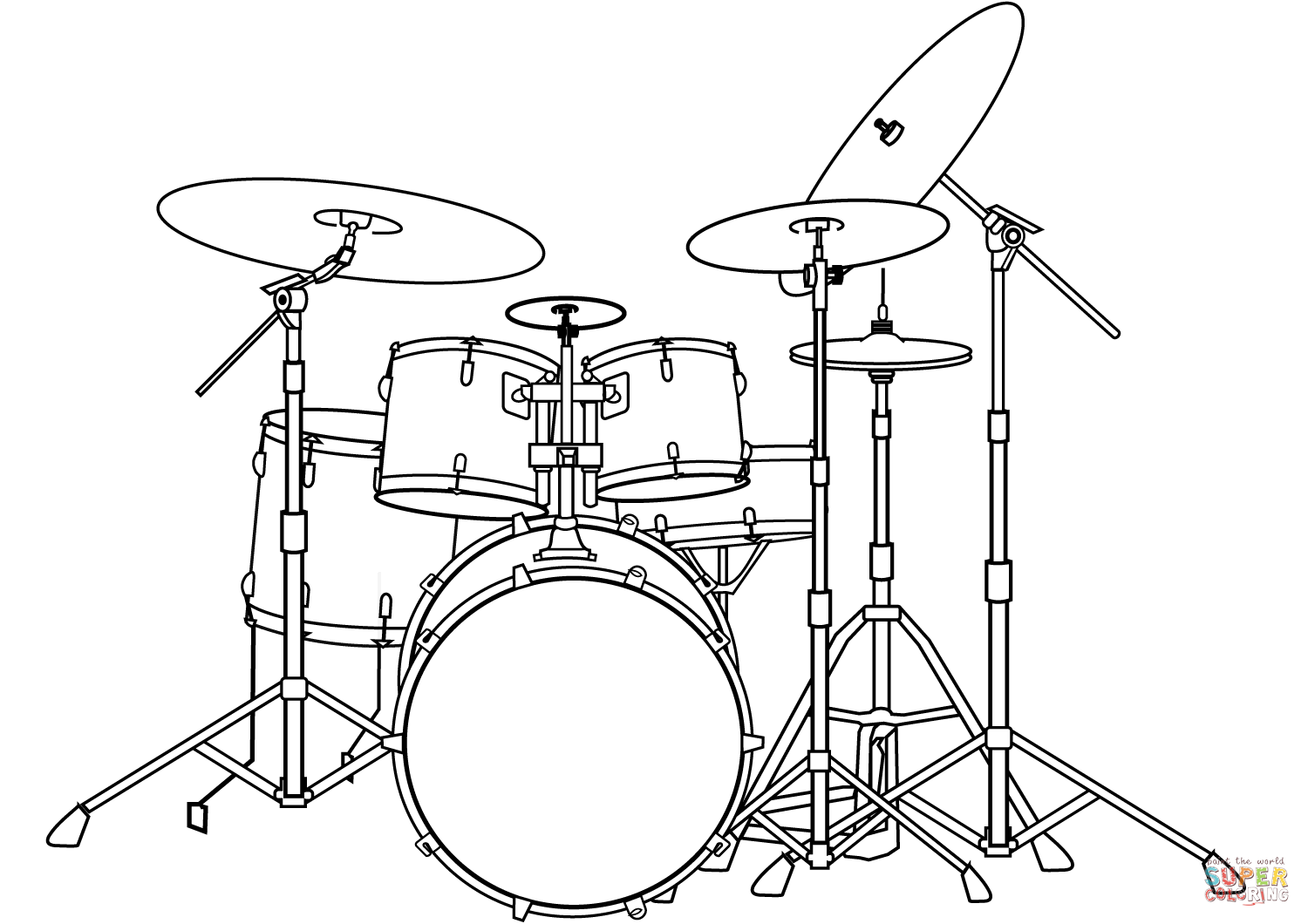 Drum set coloring page free printable coloring pages