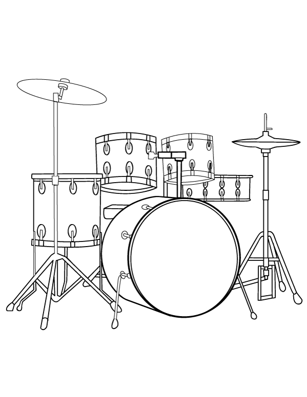 Printable drum kit coloring page