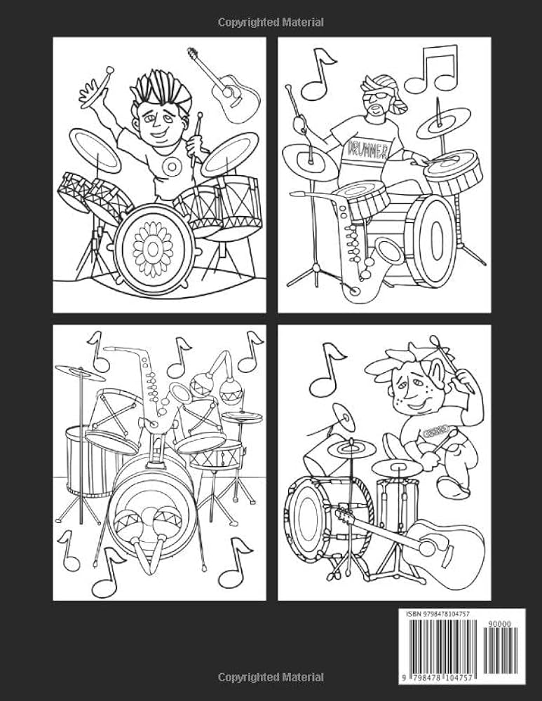 Drummer coloring book fun relaxing drums coloring book gift ideas for daughter son