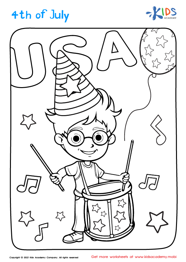 Free independence day drummer coloring page