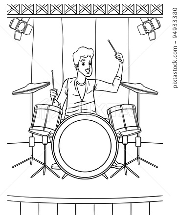 Drummer coloring page for kids