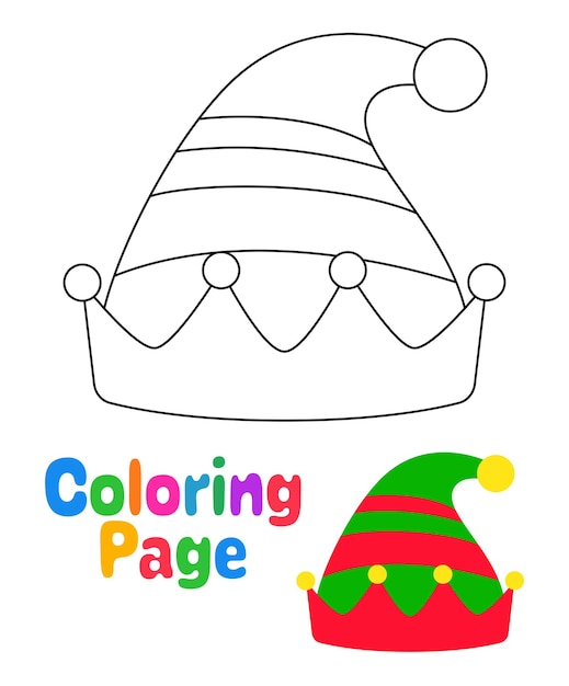 Premium vector coloring page with elf hat for kids