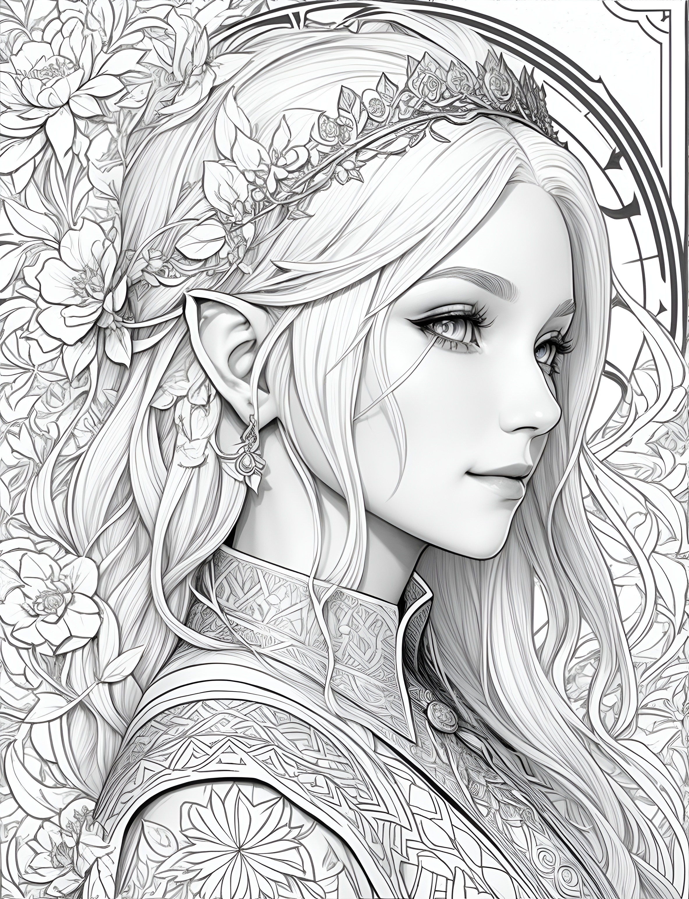 Free coloring page elf beauty by binobi on