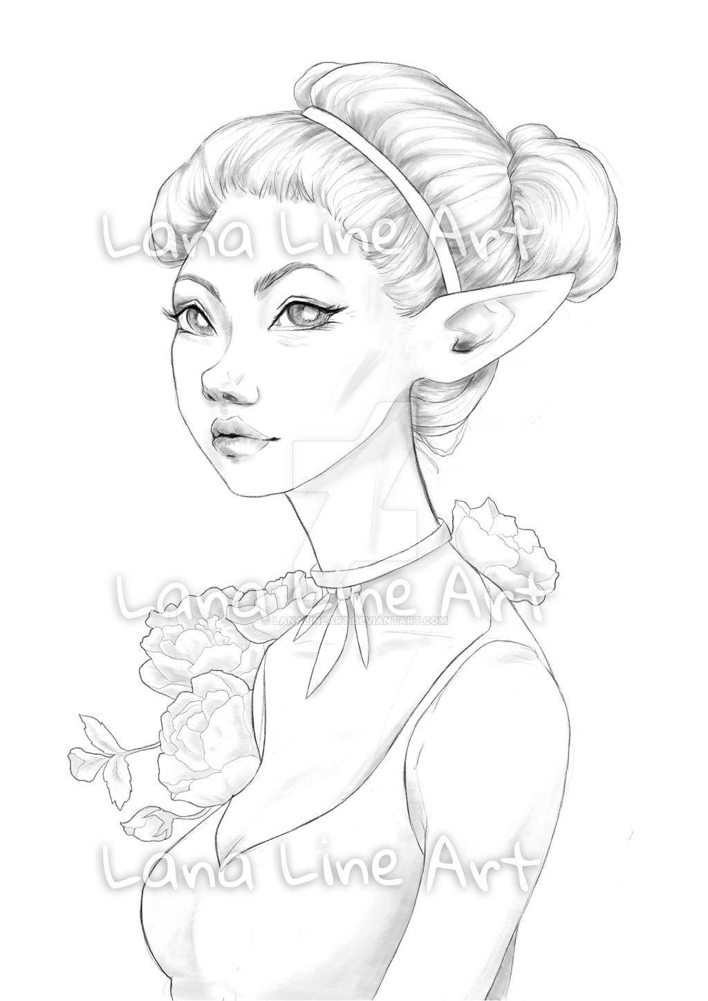 Elf coloring page by lanalineart on