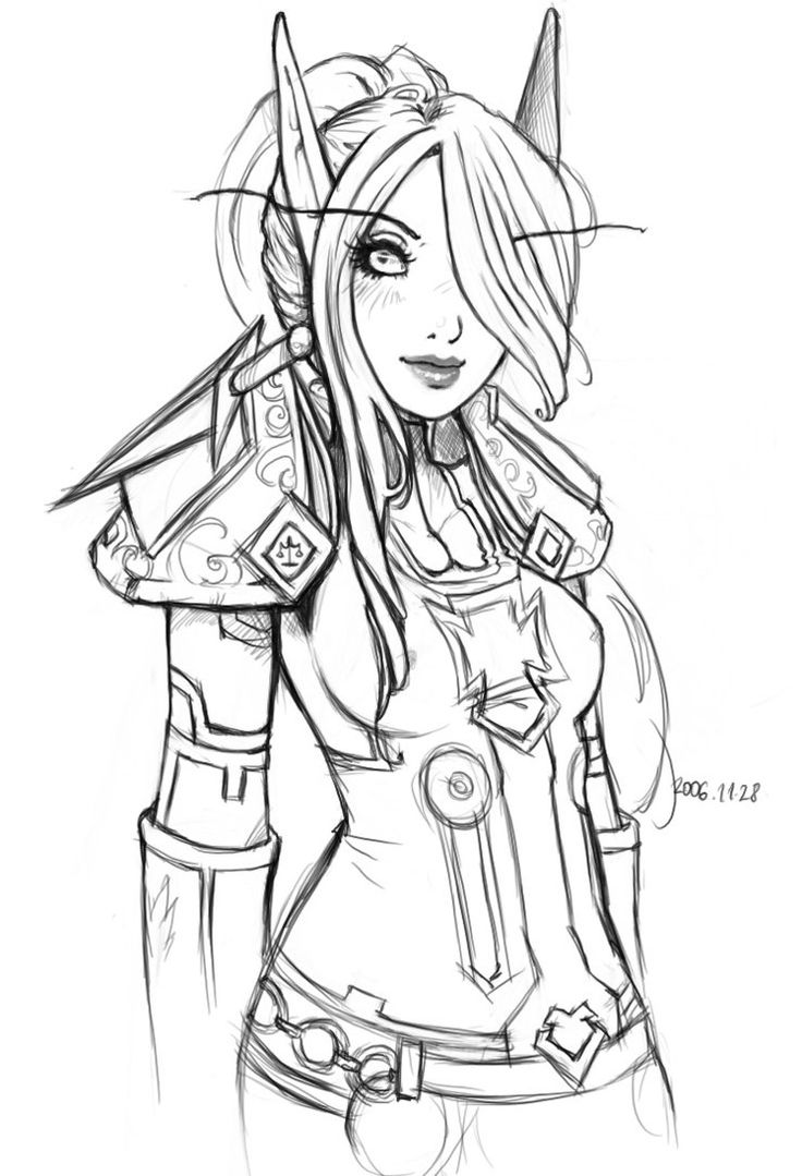 Elf warrior coloring page adult coloring pages blood elf coloring pages
