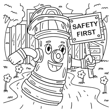 Premium vector a cute and funny coloring page of fire hydrant provides hours of coloring fun for children to color this page is very easy suitable for little kids and toddlers