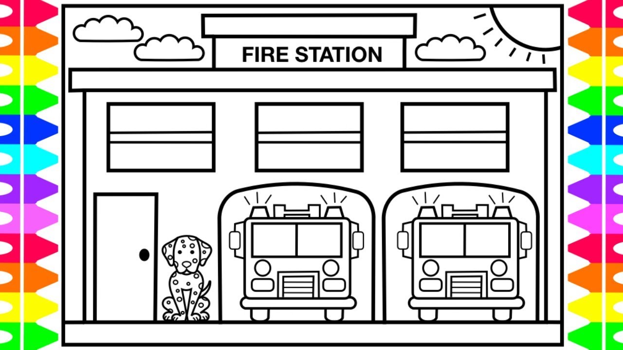 How to draw a fire station for kids ððfire station drawing fire station coloring pages for kids