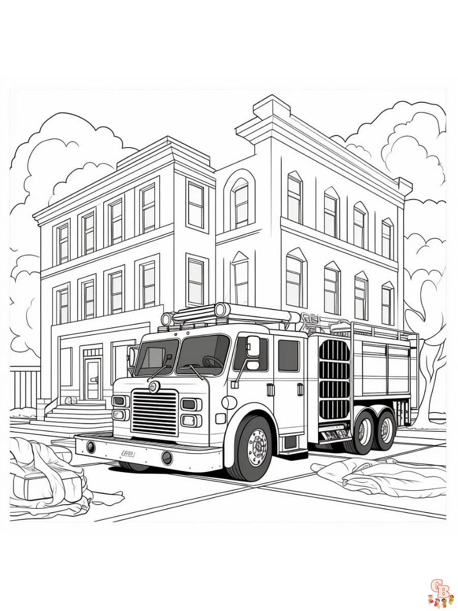 Printable fire station coloring pages free for kids and adults