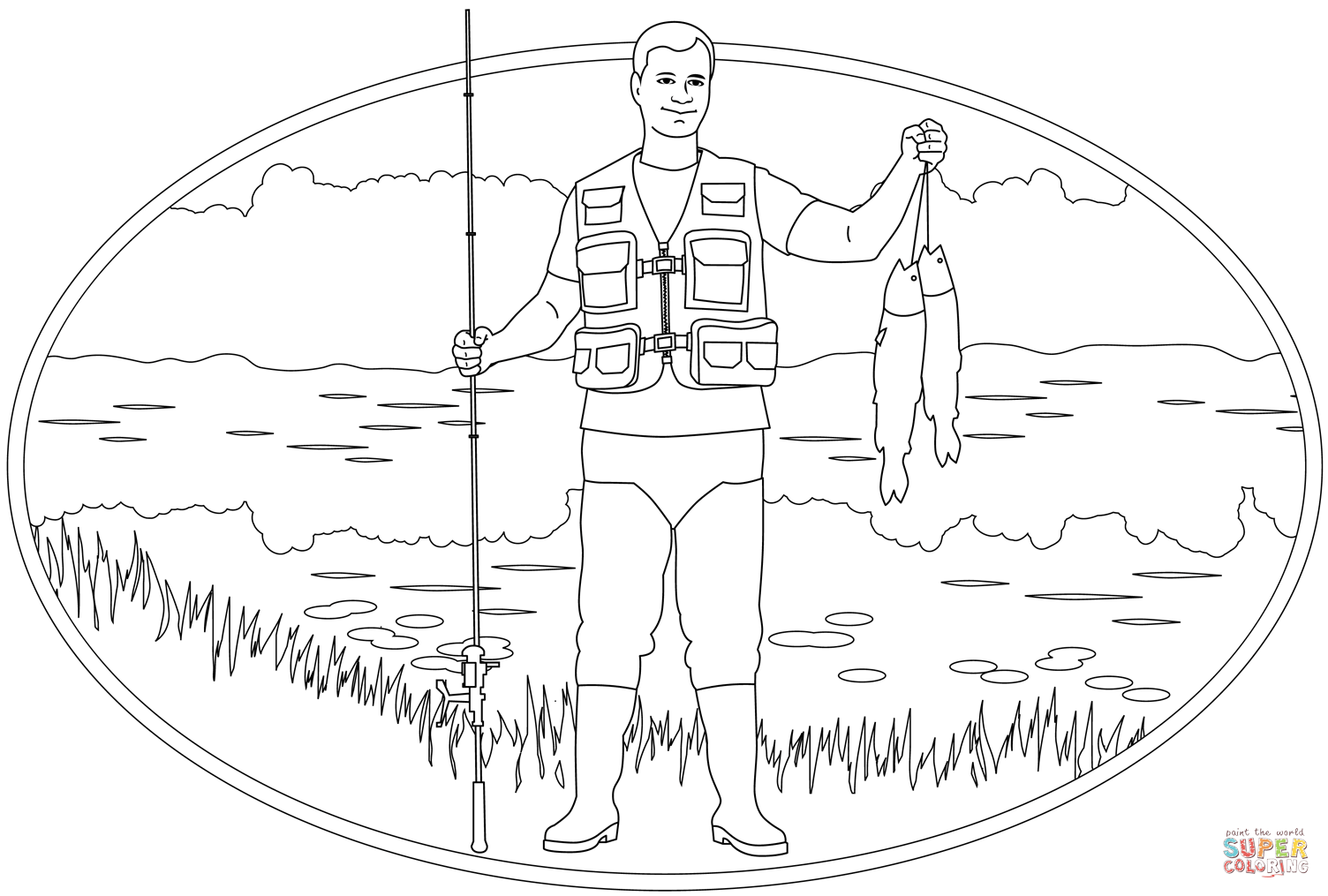 Fisherman coloring page free printable coloring pages