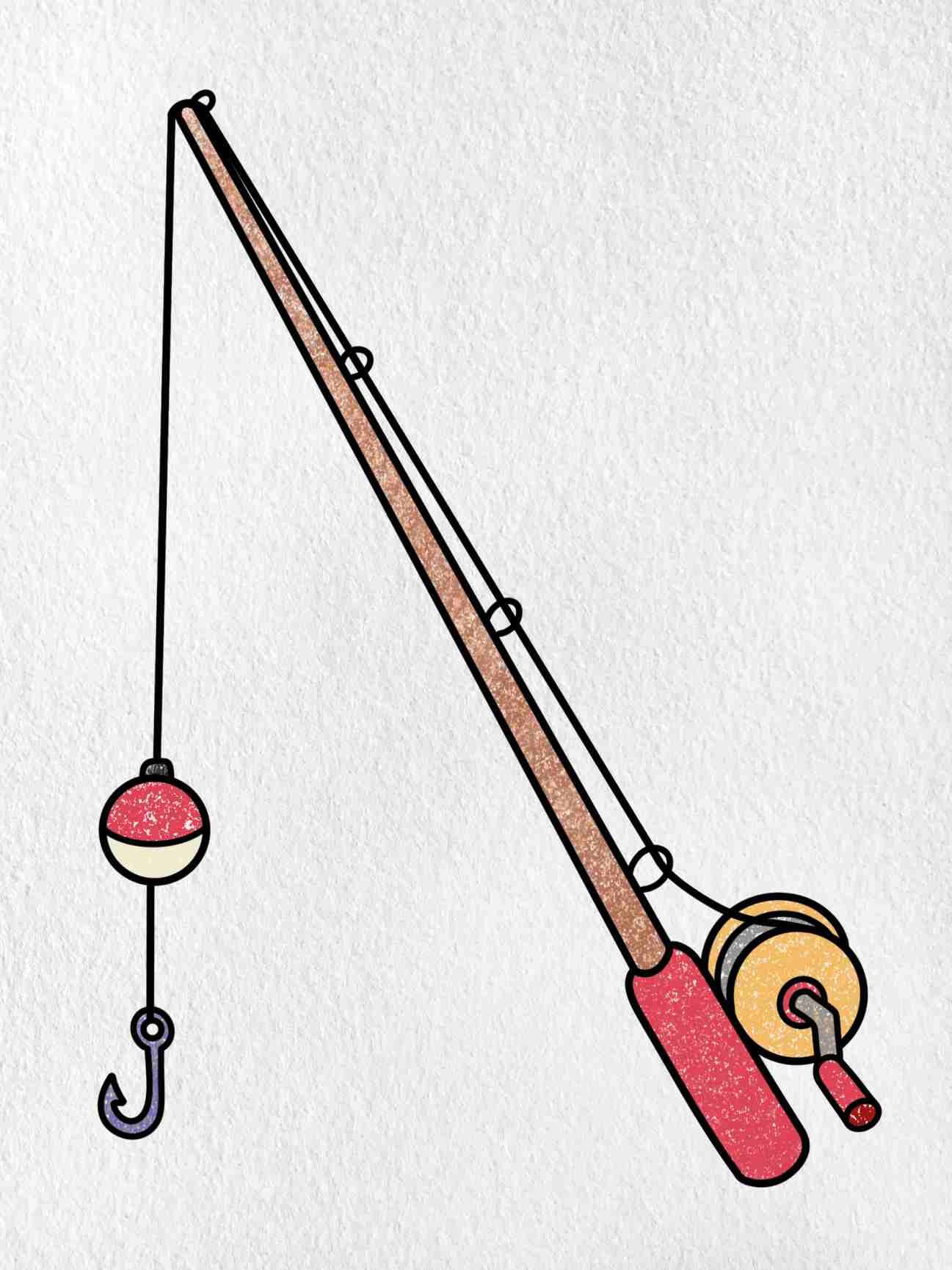 How to draw a fishing pole