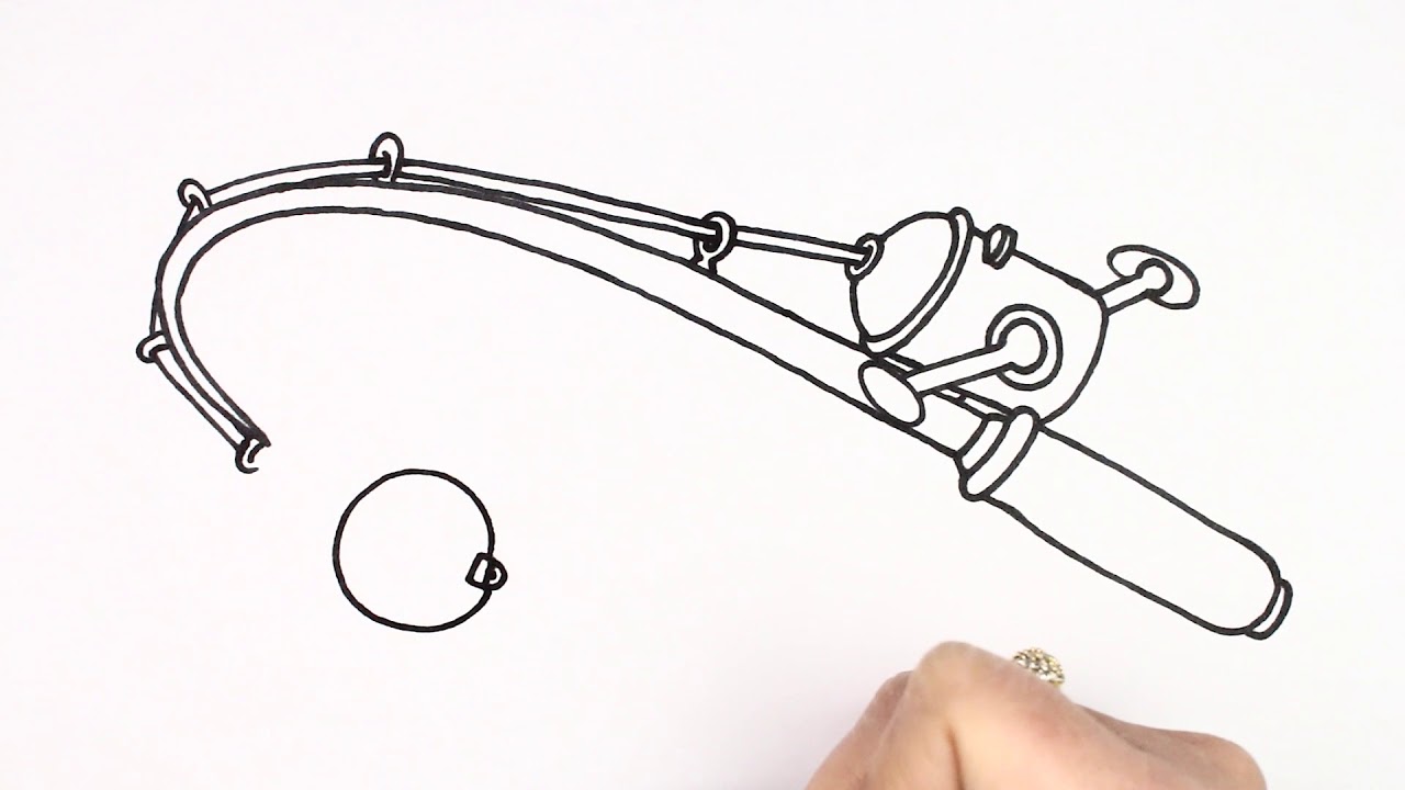 How to draw a fishing rods
