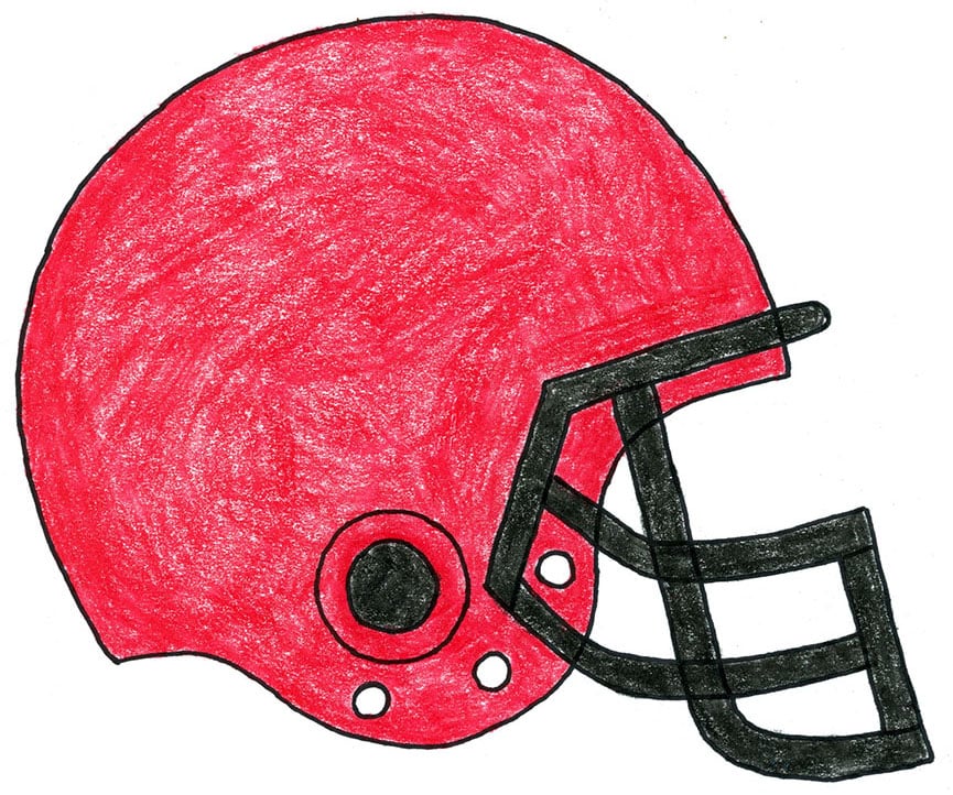 Easy how to draw a football helmet and helmet coloring page