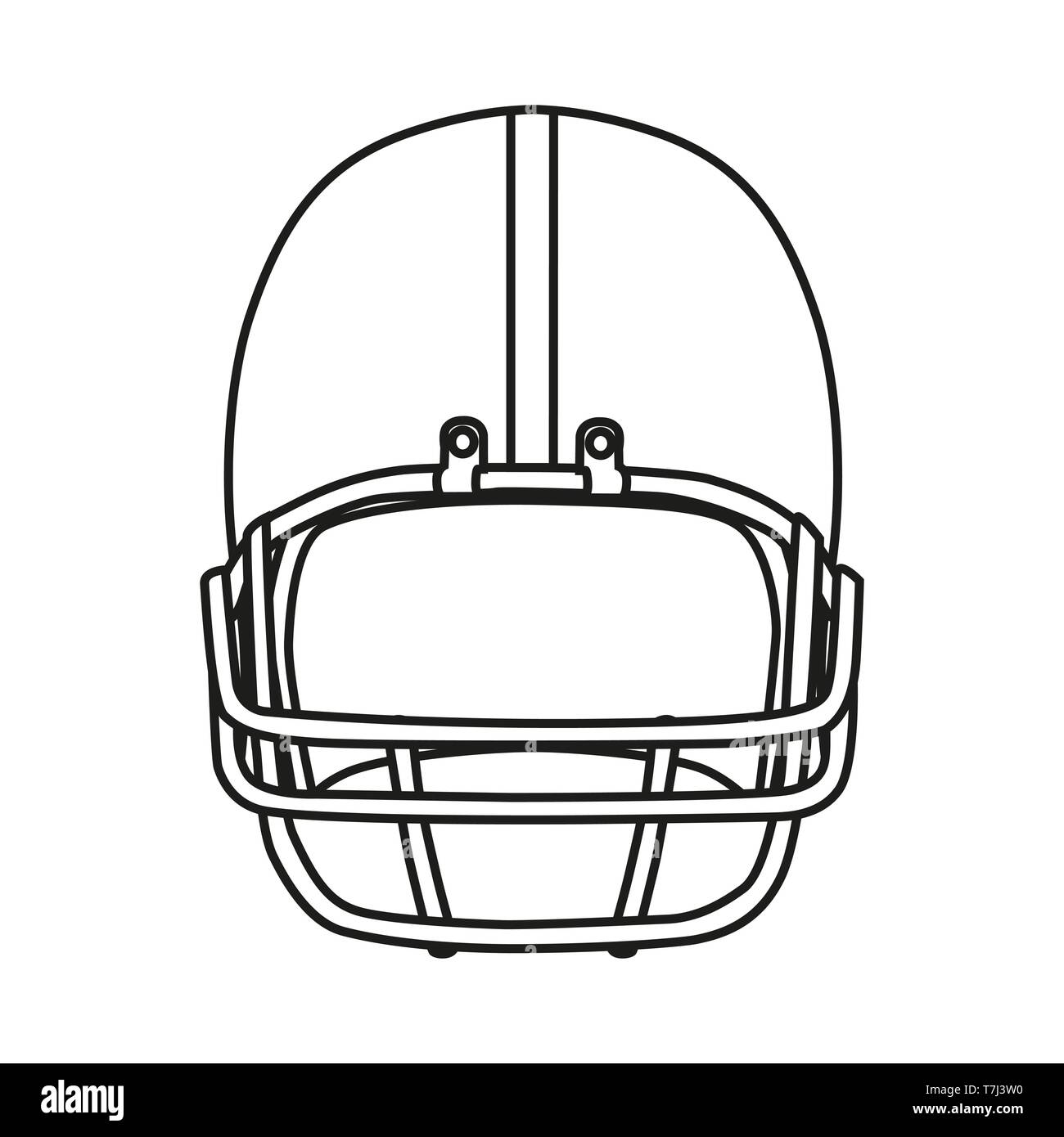 Football helmet line icon isolated on white background outline thin game uniform silhouette vector stock vector image art