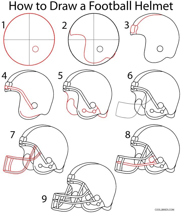 How to draw a football helmet step by step drawing tutorial with pictures coolbkids easy drawings football helmets football drawing