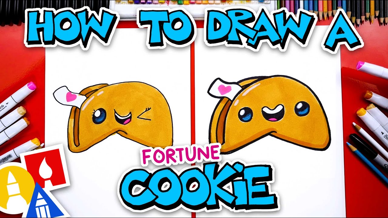 How to draw a funny fortune cookie