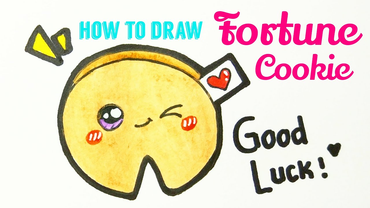 How to draw fortune cookie ðª easy cute fortune cookie drawing tutorial for beginner