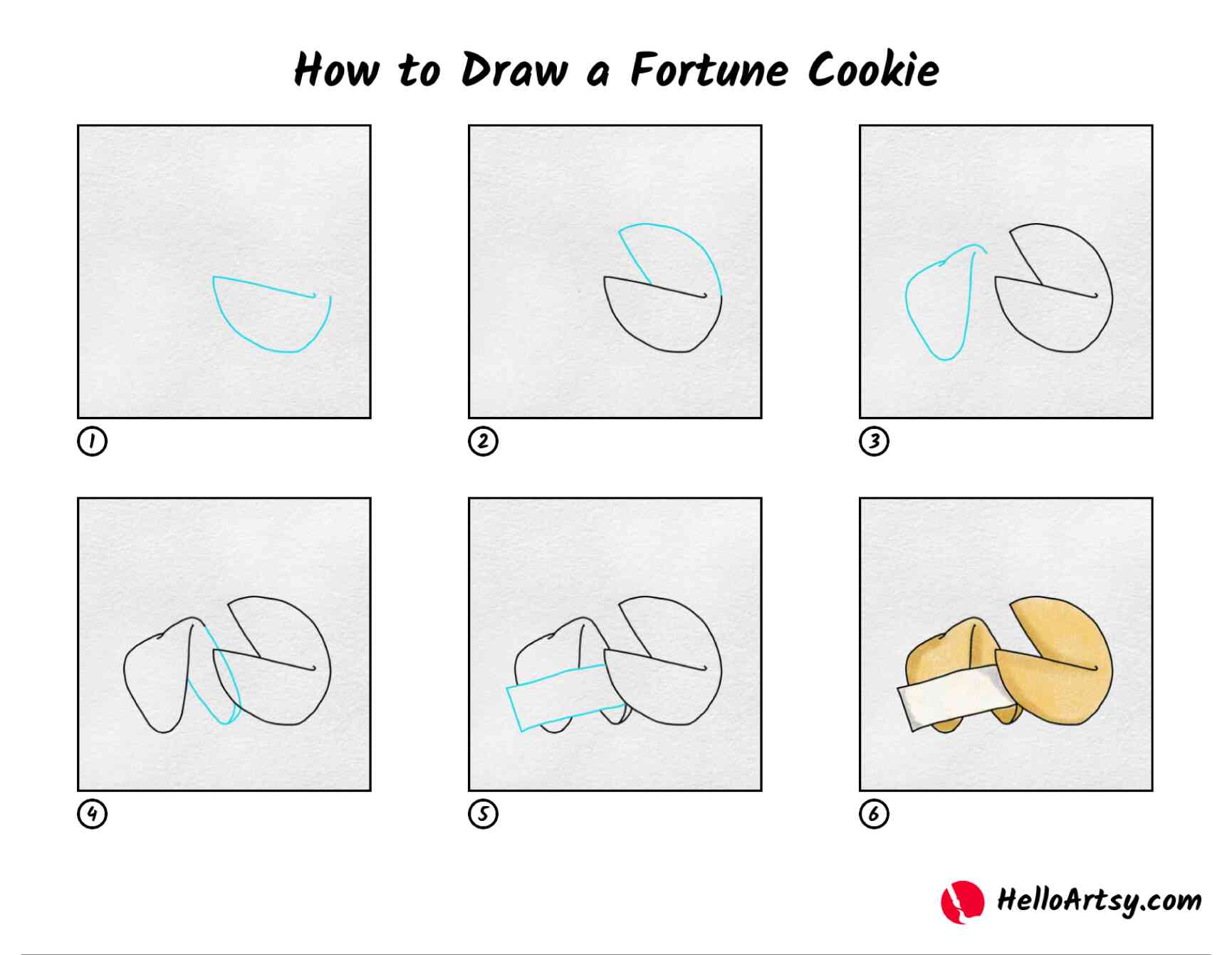 How to draw a fortune cookie