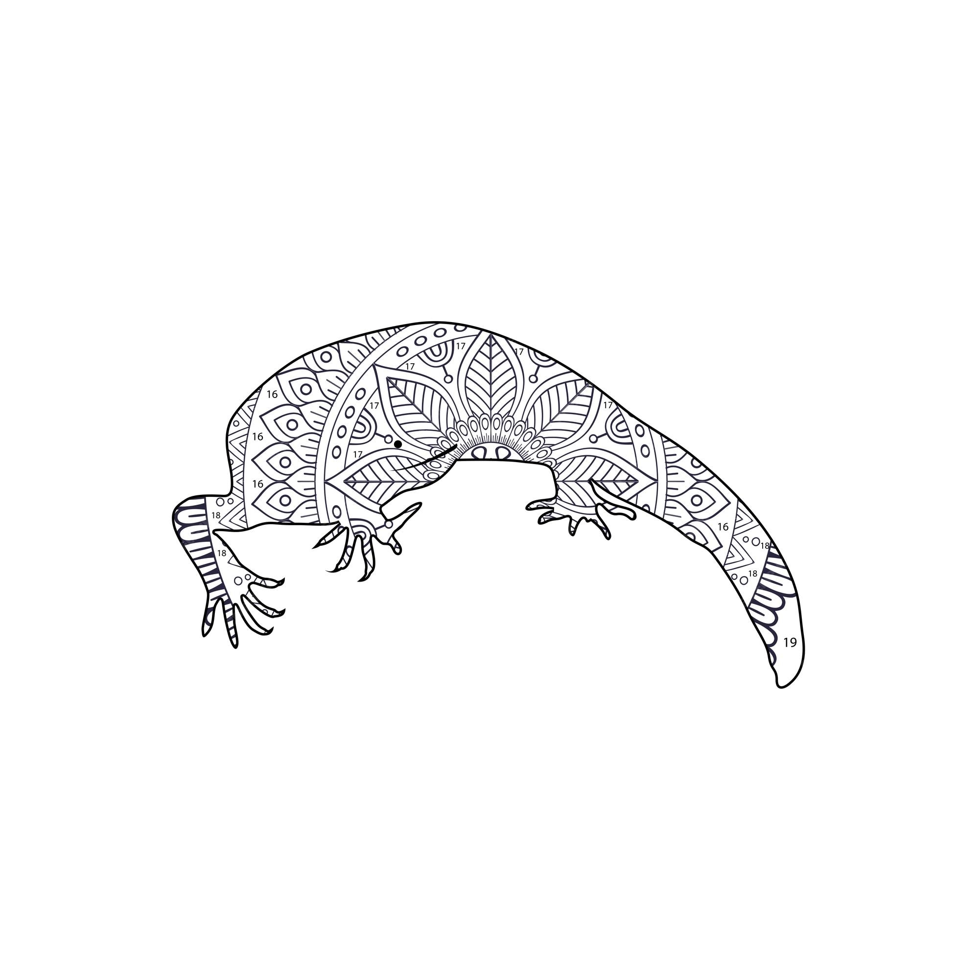 Premium vector gila monster numbering animal mandala coloring page