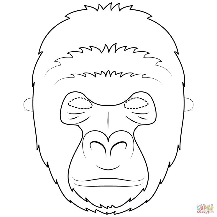 Gorilla mask coloring page free printable coloring pages gorilla mask zoo animal coloring pages monster coloring pages