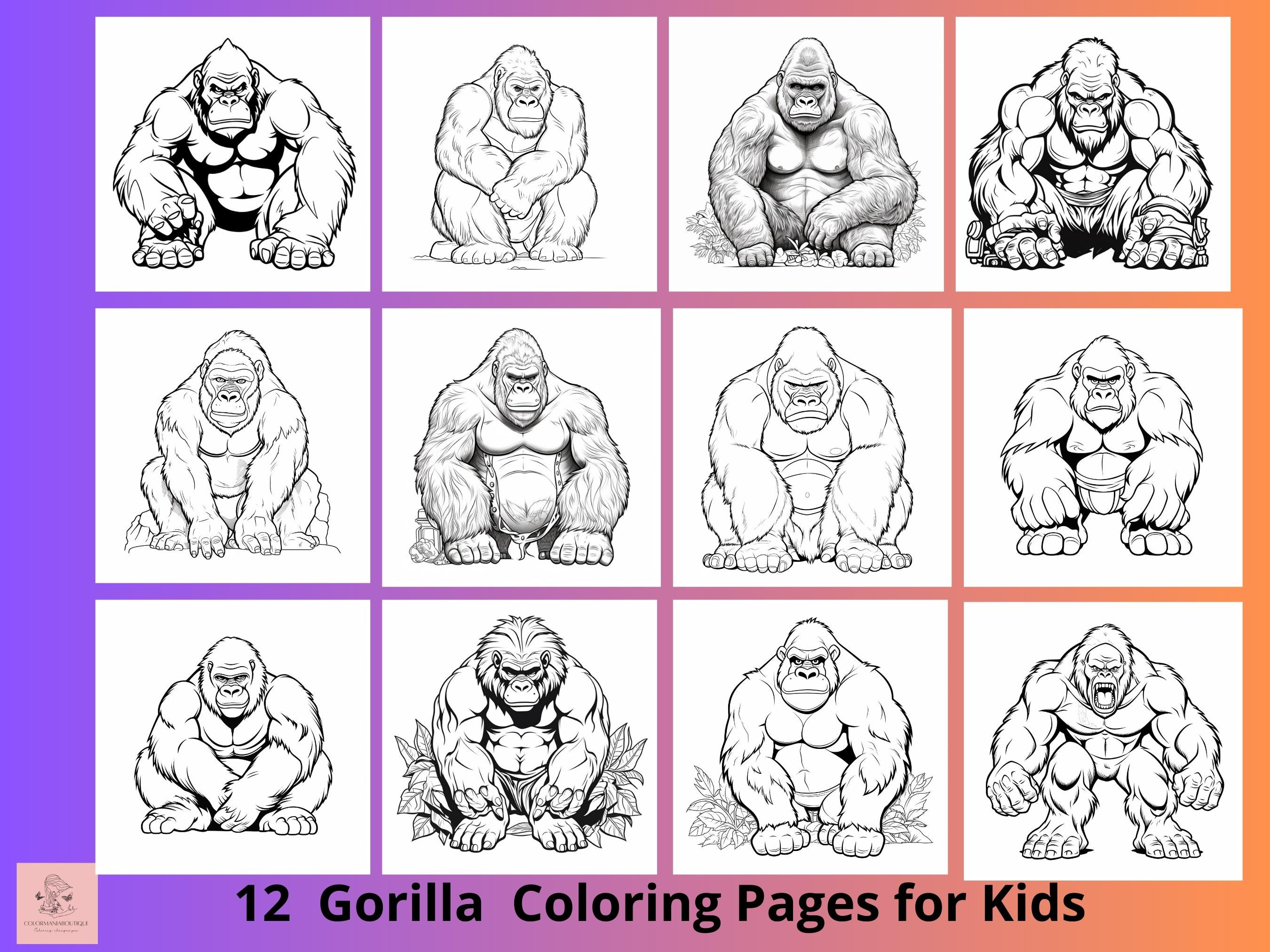 Gorilla printable coloring sheet for kids safari animals printable kids coloring pages gorilla books kids activity