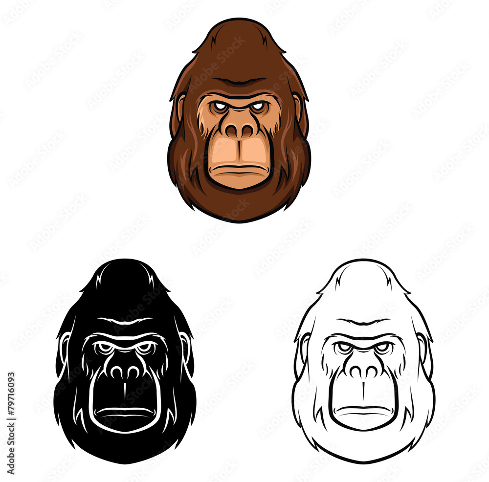 Coloring book gorilla cartoon character vector