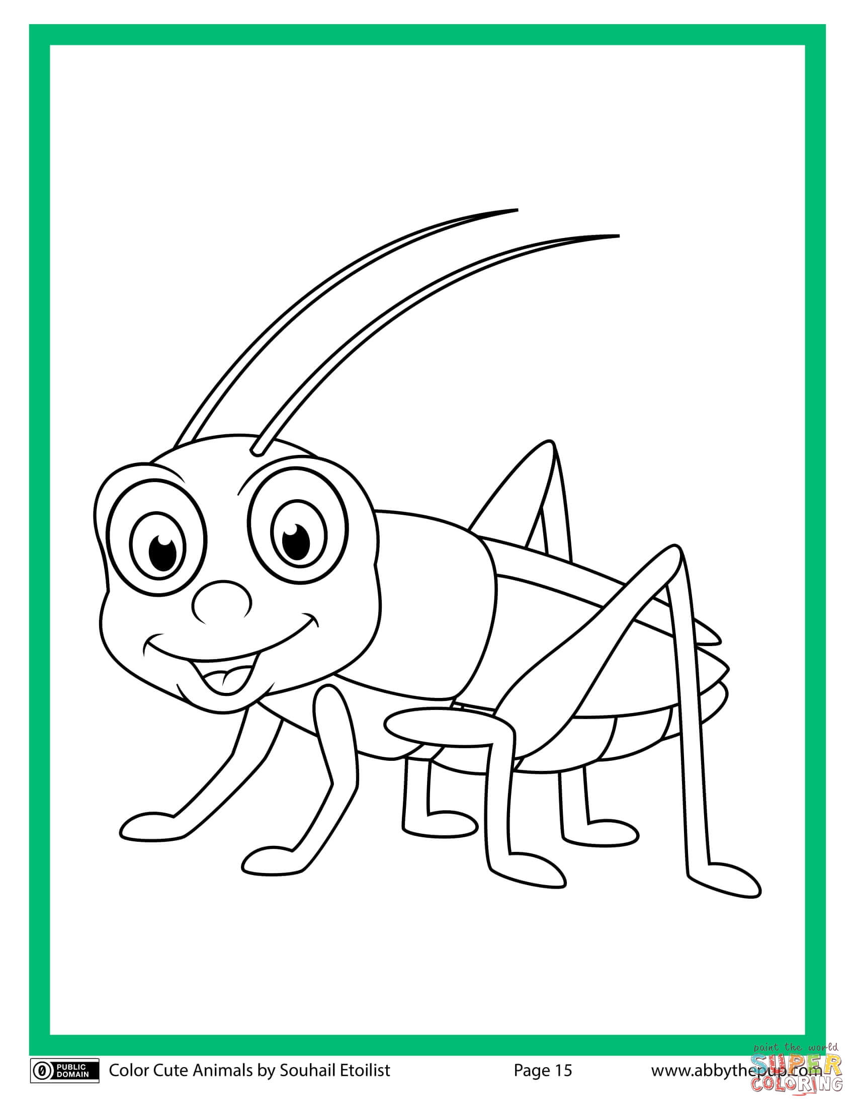 Cute grasshopper coloring page free printable coloring pages