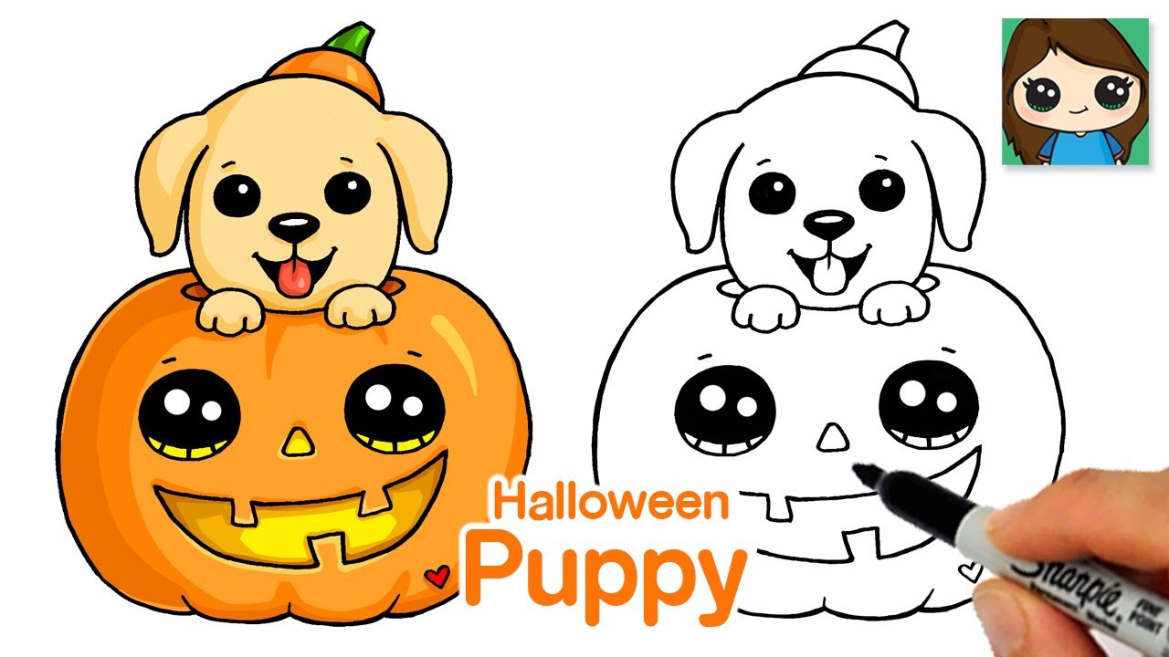 How to draw a puppy dog easy ð cute halloween art