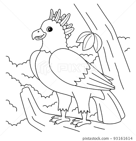 Harpy eagle animal coloring page for kids