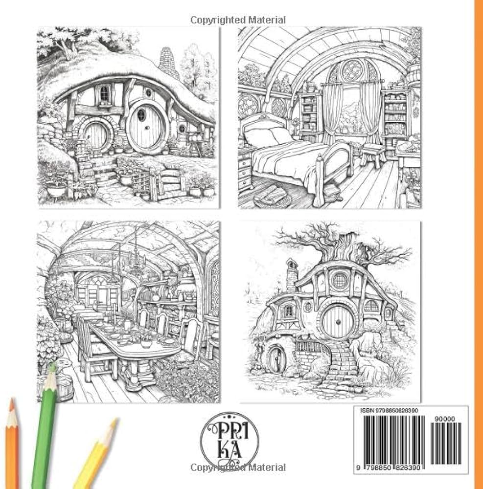 Hobbit houses a coloring book for adults and a colorful journey into a fantasy world design prika books